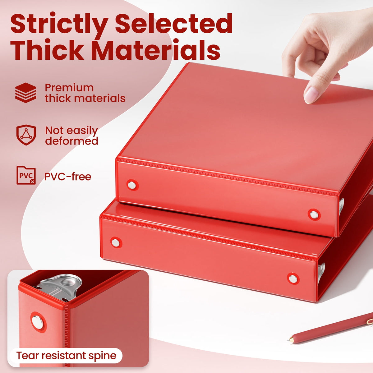 SUNEE 1.5 Inch Binders 3 Ring 6 Pack, Clear View Three Ring 1 1/2 Inch Binders PVC-Free (Fit 8.5x11 Inches) for School or Office Supplies, Classic 6 Colors