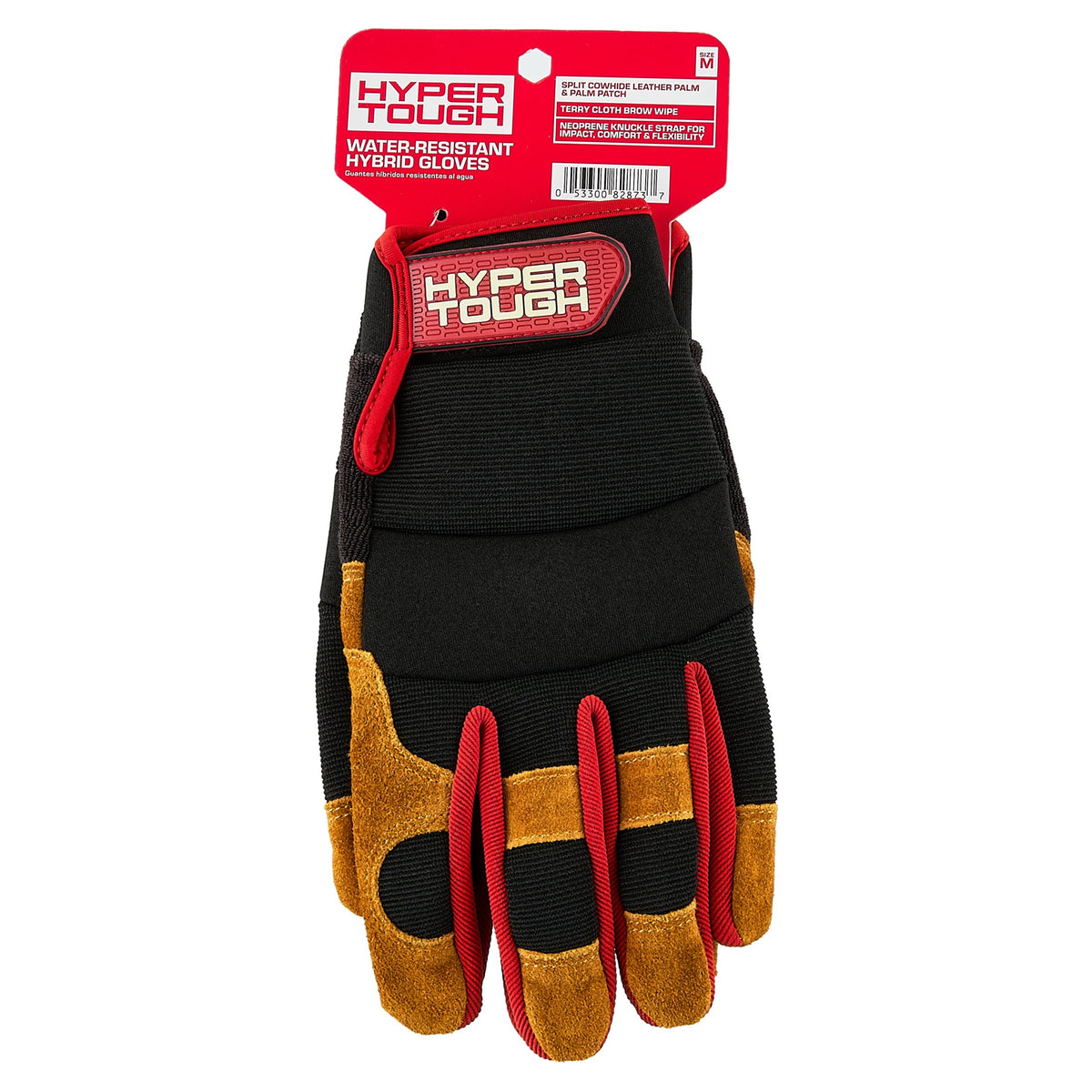 Hyper Tough Men's Split Cowhide Leather Hybrid Glove, Size Medium