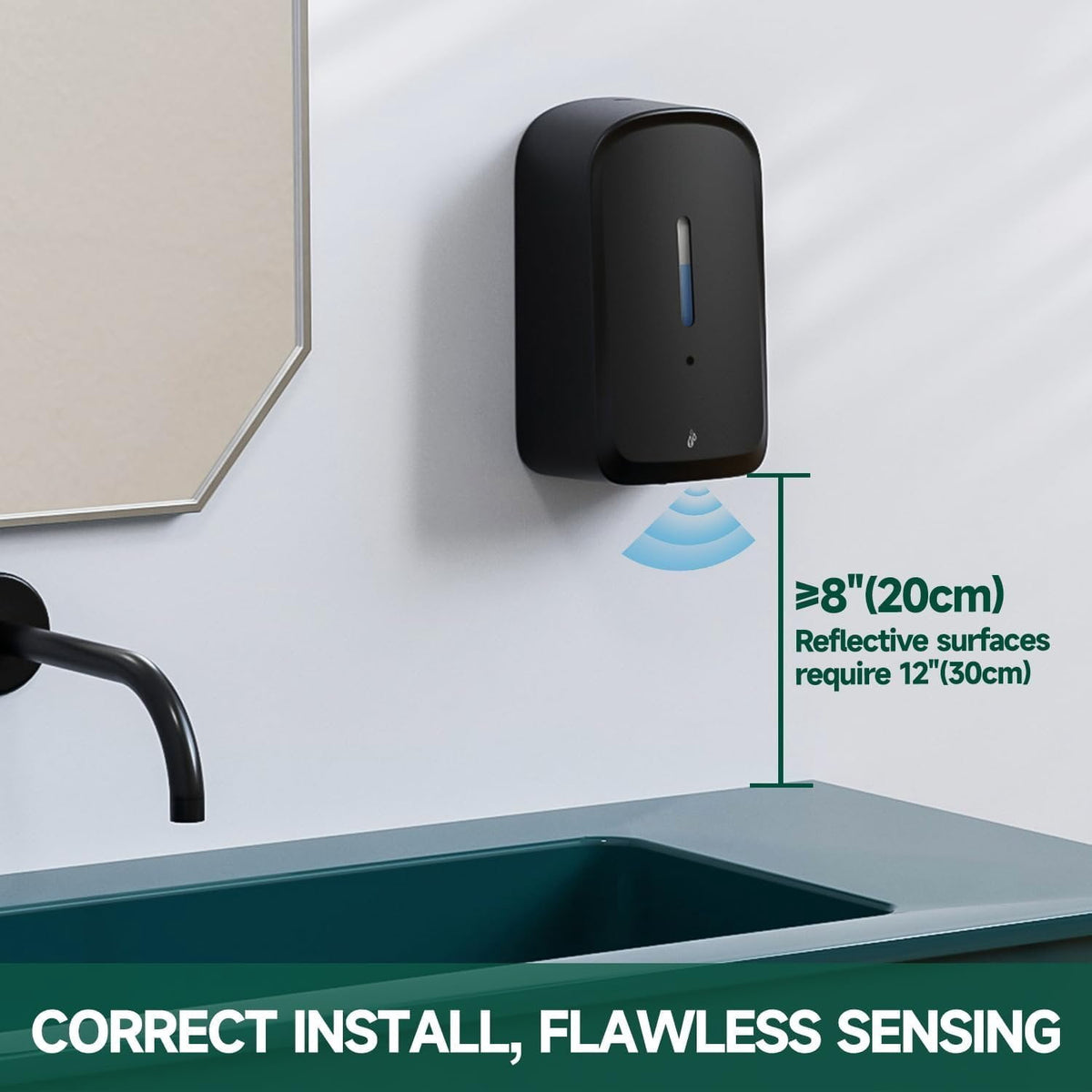 Commercial Automatic Soap Dispenser Large 34oz/1000ml Capacity Wall-Mounted Touchless Liquid Dispenser for High-Traffic Restrooms, Offices, Hospitals Model AD1220S Black
