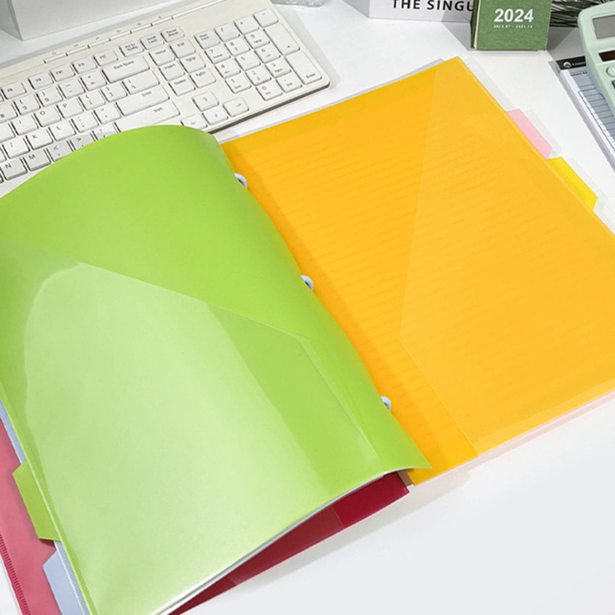 5 Count Dividers with Two Pockets for 3 Ring Binder, Plastic Pocket Folders, 5 Tabs Dividers Dividers for Letter Size, Binder Organizer, Durable Folders with Pockets Brads, Binder Set