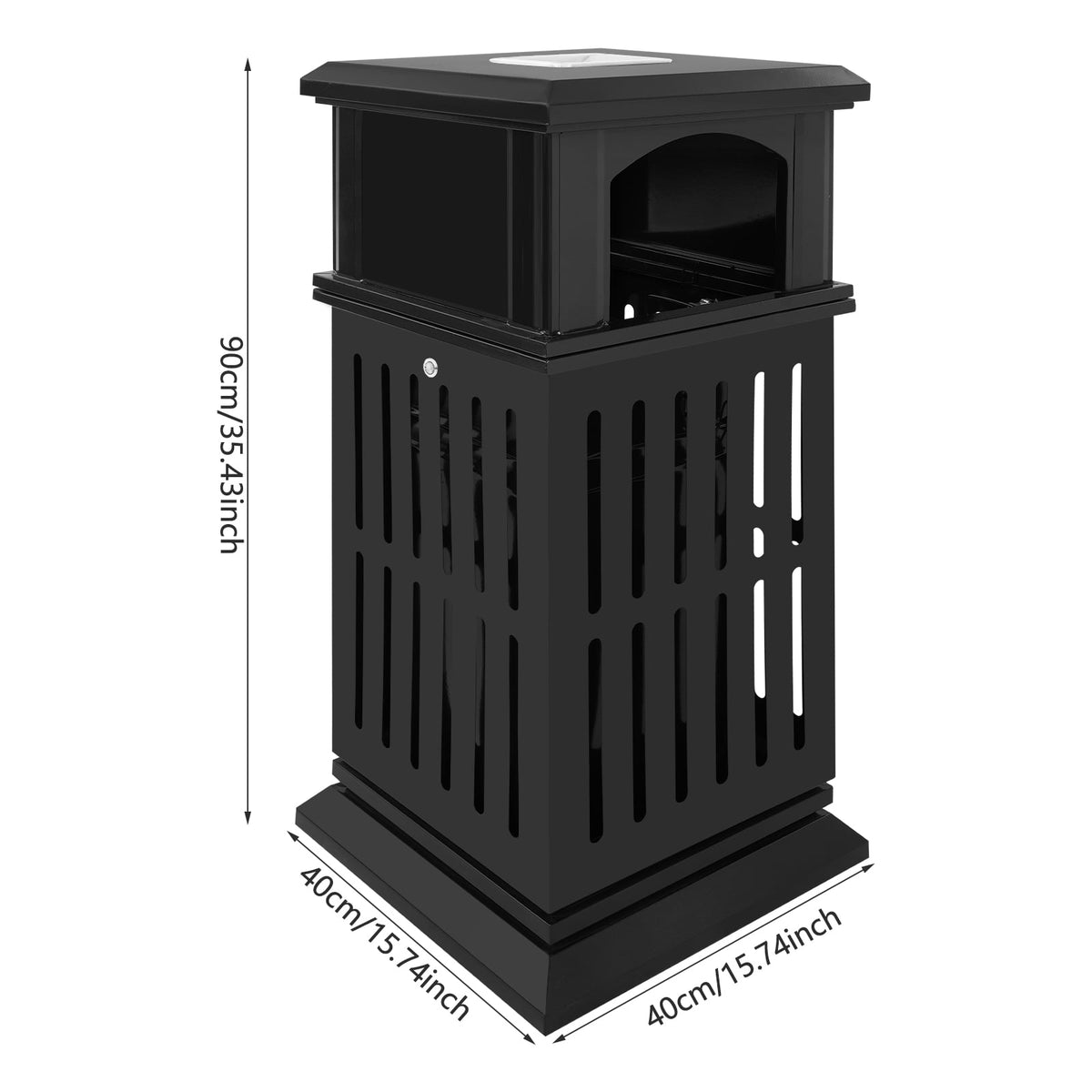 DDBESSIC Outdoor Trash Can Commercial Garbage Bin Heavy Duty Industrial Yard Garage Waste Container 15.74x15.74x35.43 in