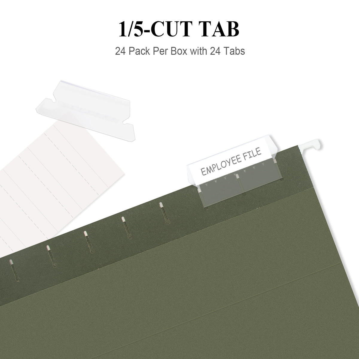 ViVin Hanging File Folders with 1/5 Cut Tabs, 24 Pack Letter Size, for Home School Office(Green)