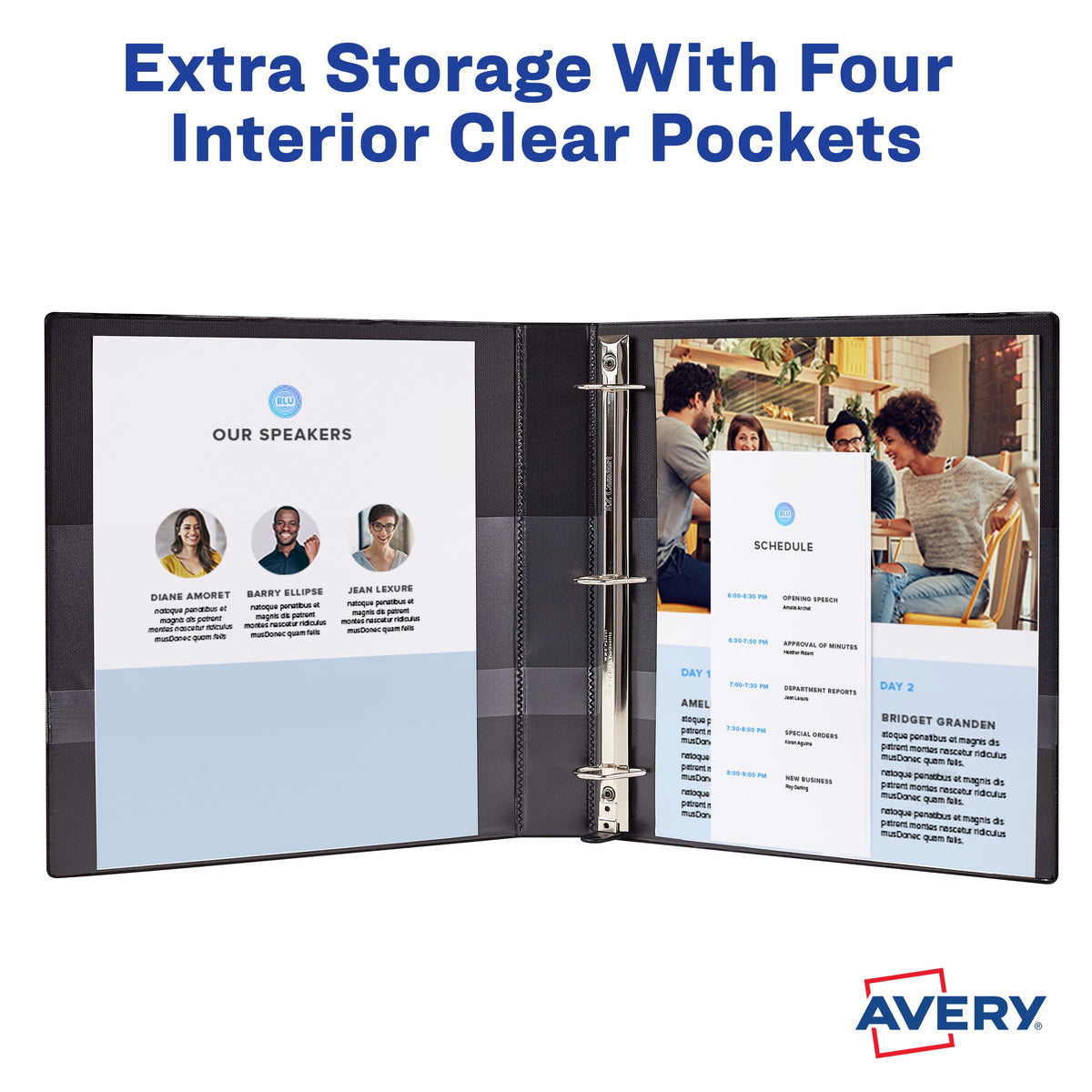 Avery Heavy Duty View Letter Size 2" One-Touch Slant Ring Binder, Blue