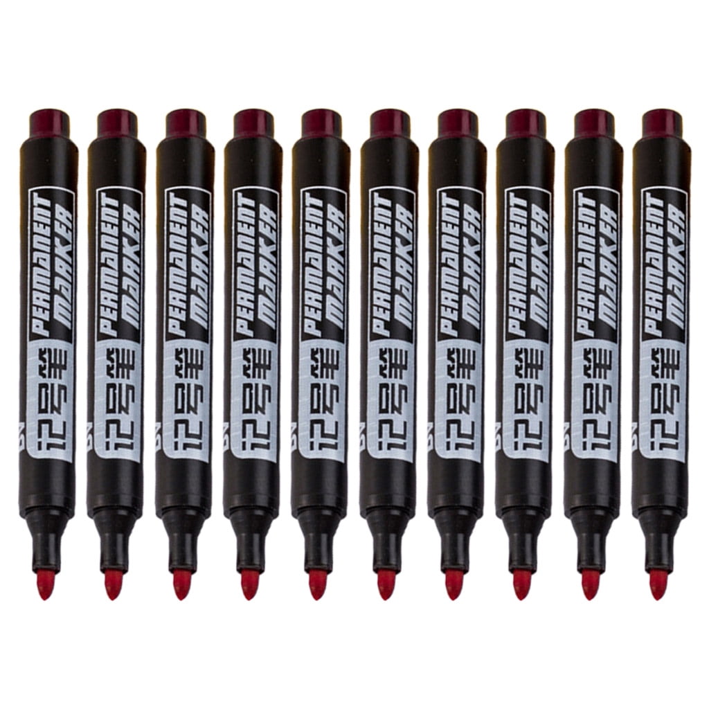 SIEYIO Permanent Marker Medium Point Black/Red/Blue Office Stationery Marking Writing Tool for Plastic Canvas Glass Mugs 10 Set