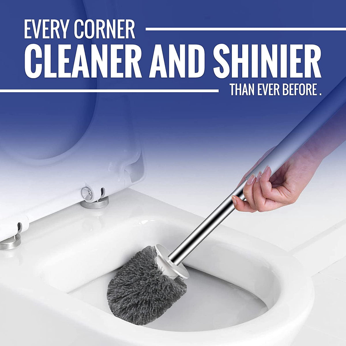 True Fresh 2 in 1 Toilet Brush and Plunger Set Stainless Steel - Toilet Plunger and Toilet Brush and Caddy Holder