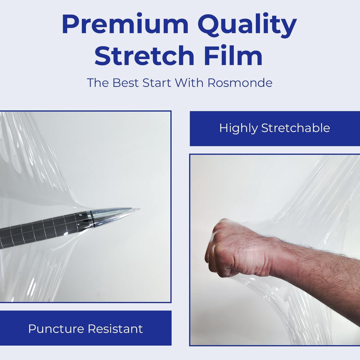Rosmonde Plastic Stretch Wrap Bulk, 200 Pack, 18 in x 1500 ft, 80 Gauge Thick, 9.4 lbs/Roll, Heavy Duty Shrink Wrap for Moving, Storage & Warehouse Pallet Wrapping