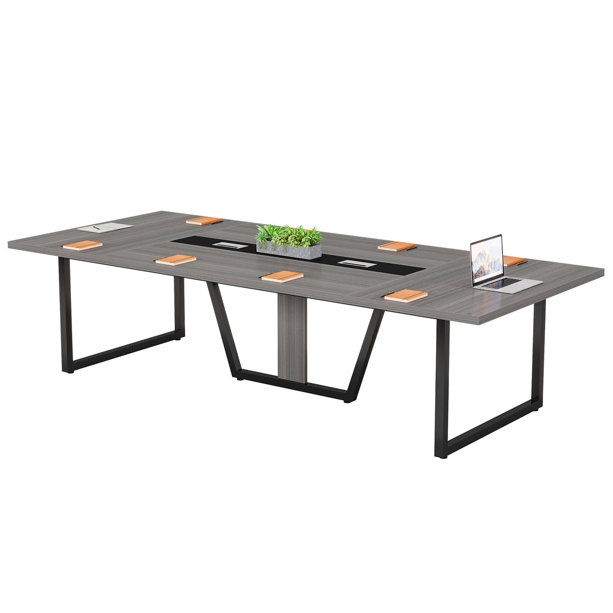 Fnova 94"Large Conference Table for 8-10 People, Modern Executive Meeting Table with Cable Management & Adjustable Feet, Heavy-Duty Office Conference Desk for Boardroom, Training Room