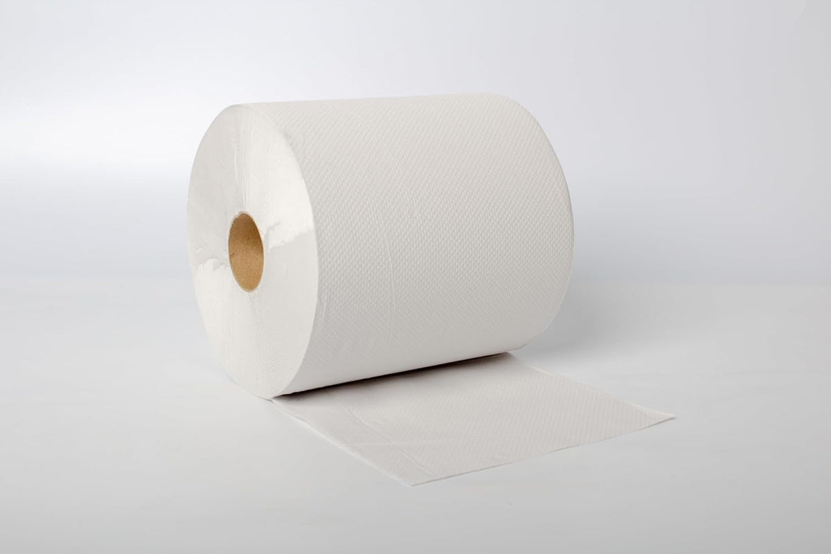 Karat Commercial Paper Towel Rolls, White, 1-Ply, 7.76 in x 750 ft, Case of 6