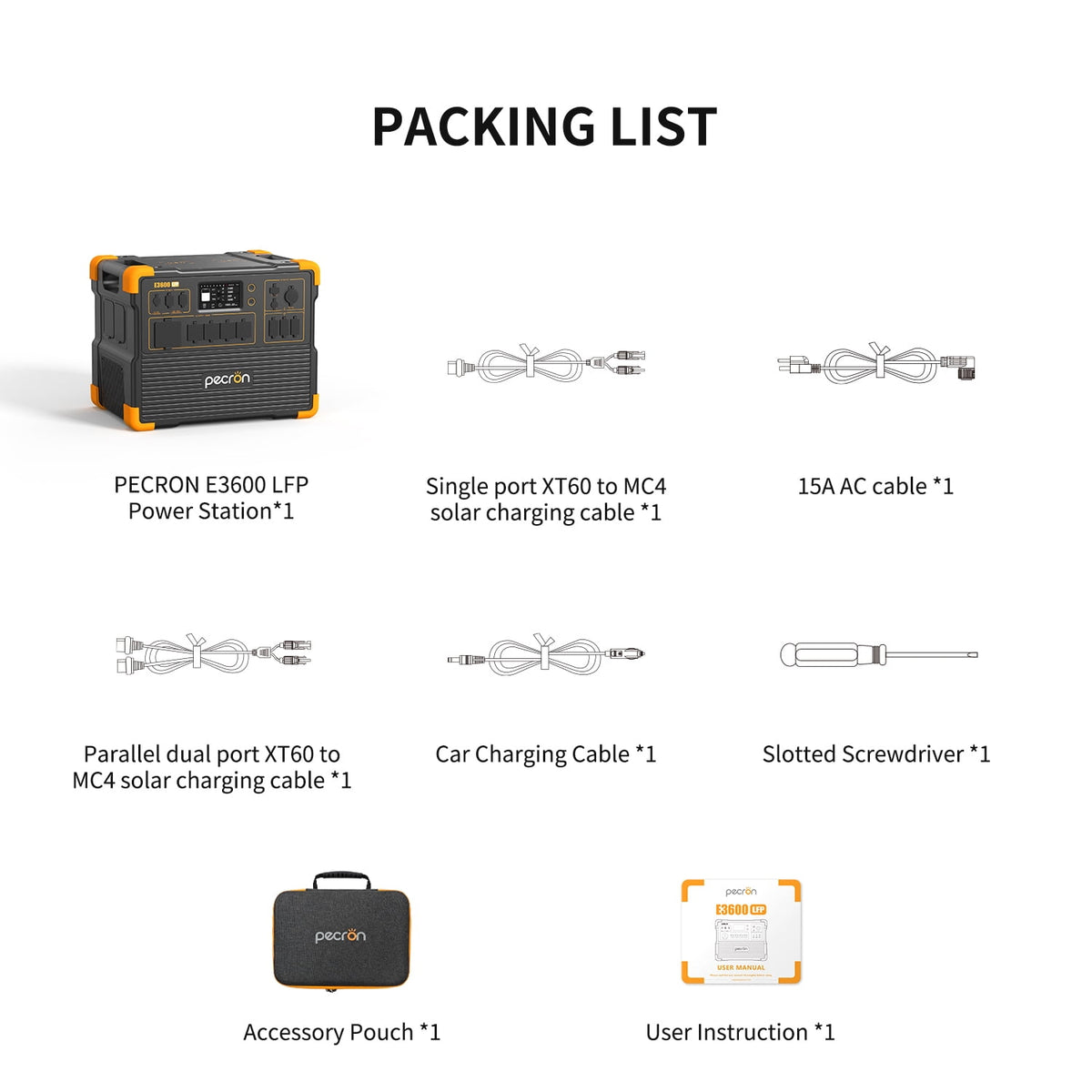 PECRON E3600LFP Portable Power Station 3072Wh/3600W LiFePO4 Battery Portable Solar Generator for Home Backup Outdoor Camping Emergency