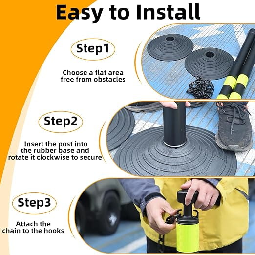 BESEA Rubber 39 Inch Traffic Delineator Posts, 6 Pack Safety Cones for Driveway with Reflective Stripes