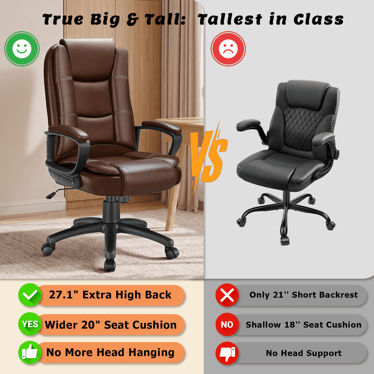 Waleaf Home Office Chair, 400LBS 8Hours Heavy Duty Design, Ergonomic High Back Cushion Lumbar Back Support, Computer Desk Chair, Big and Tall Chair for Work