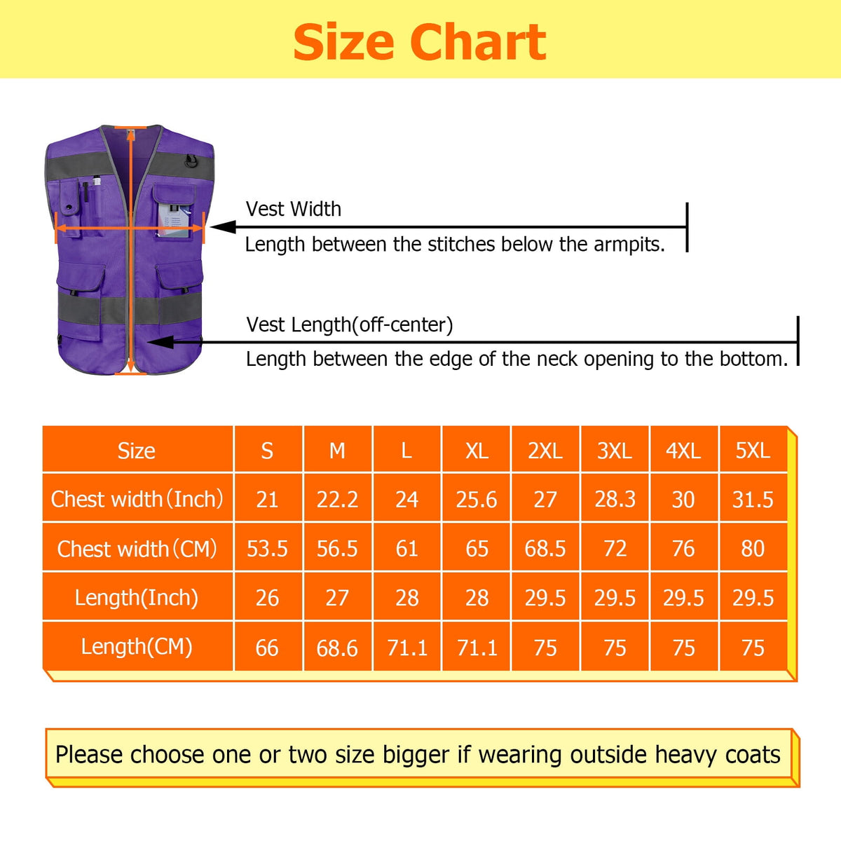TCCFCCT Reflective Vest 9 Pockets High Visibility Safety Vest for Men Women, Hi Vis Construction Work Vest with Reinforced Sewing, Durable to Use, Meets ANSI/ISEA Standards, (Purple, XX-Large)