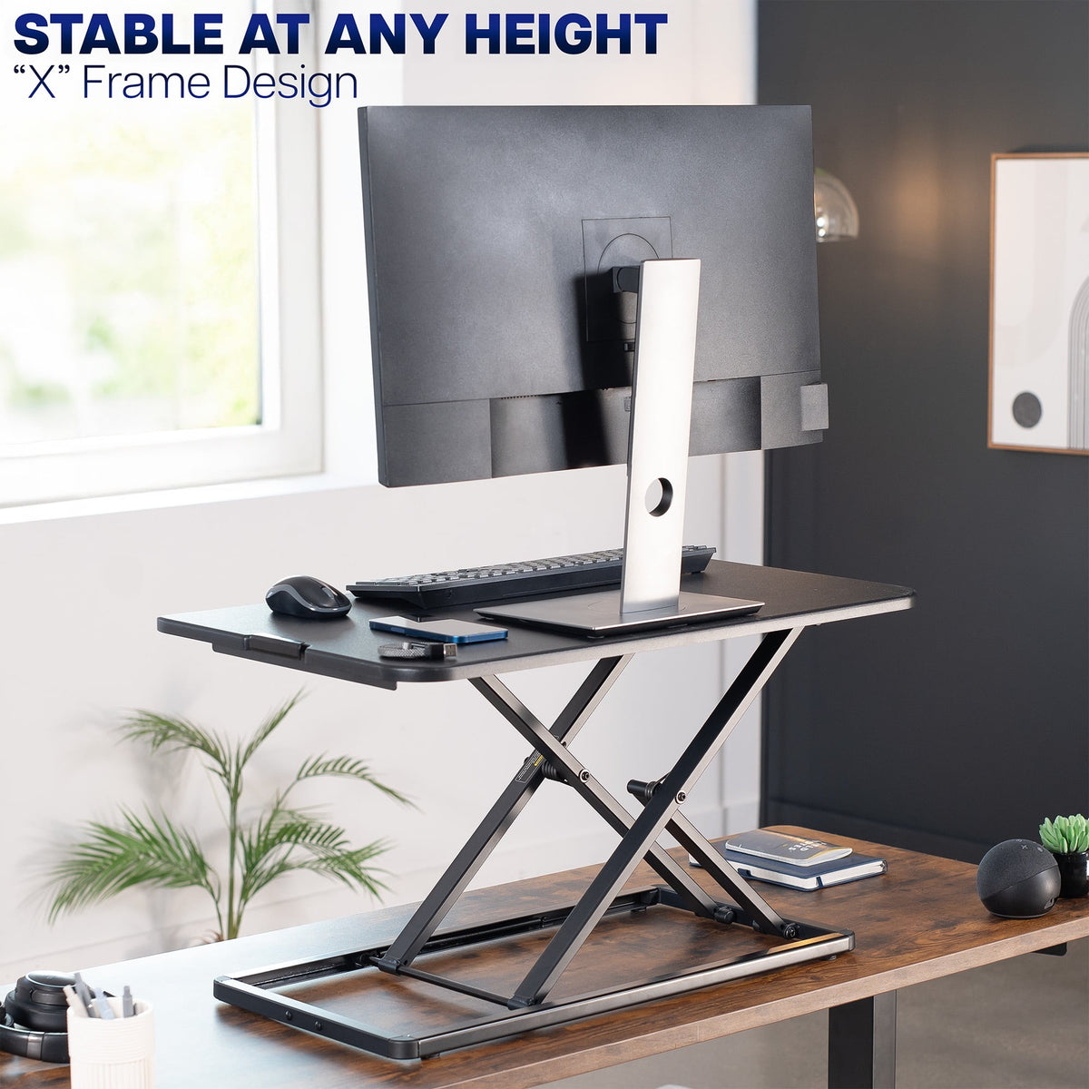 VIVO Economy Height Adjustable 29" Standing Desk Sit Stand Desktop Monitor Riser