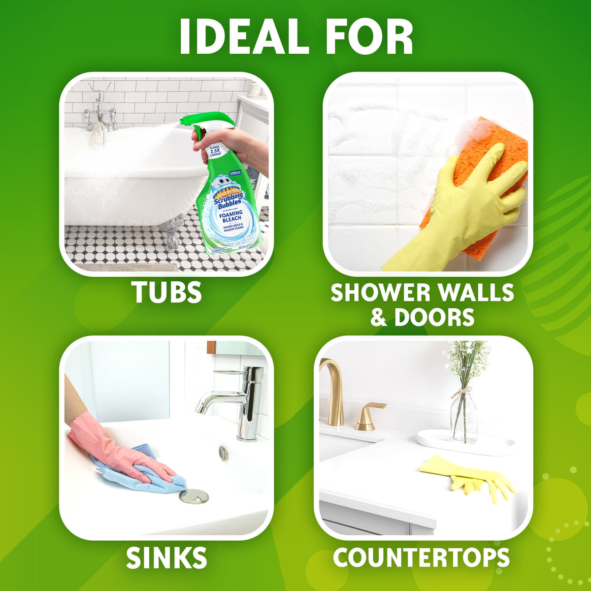 Scrubbing Bubbles Foaming Bleach Bathroom Shower & Tub Cleaner Spray, Mold & Mildew Stain Remover, 32 oz