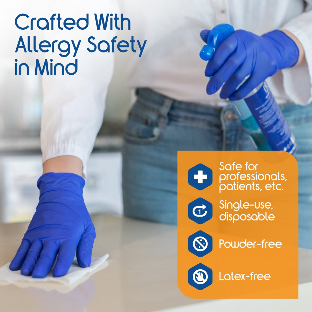 Inspire Nitrile Gloves Medical Examination | 4.5 Grade The Original Quality Stretch Cobalt Blue | Disposable Latex Free Case of 1000 (Size L)