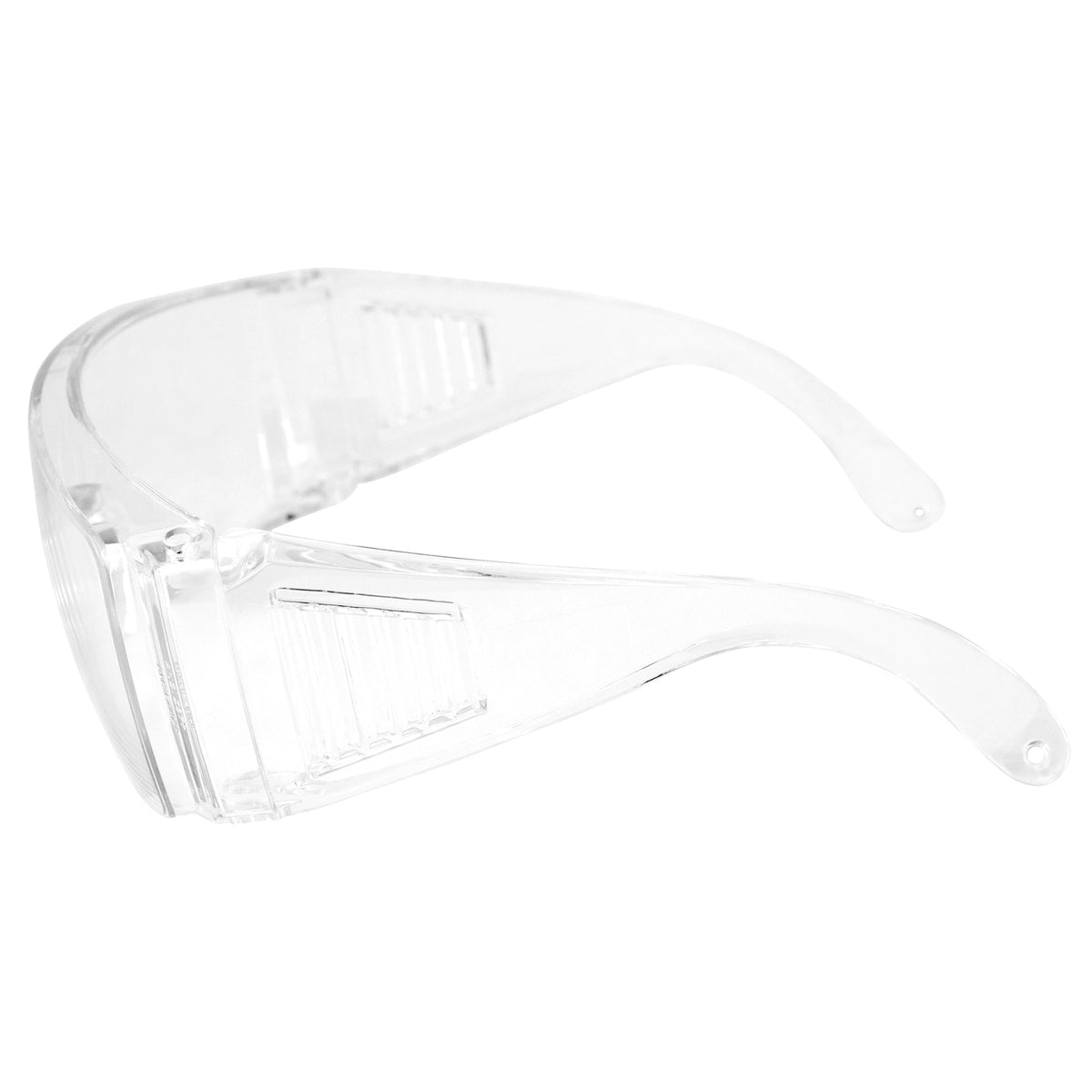 Global Vision Bulk 100 High Impact Safety Glasses, Goggles Fits Over The Glasses Clear Frame & Lens, Max UV Protection Side Shields, Anti-Glare Brow Guard