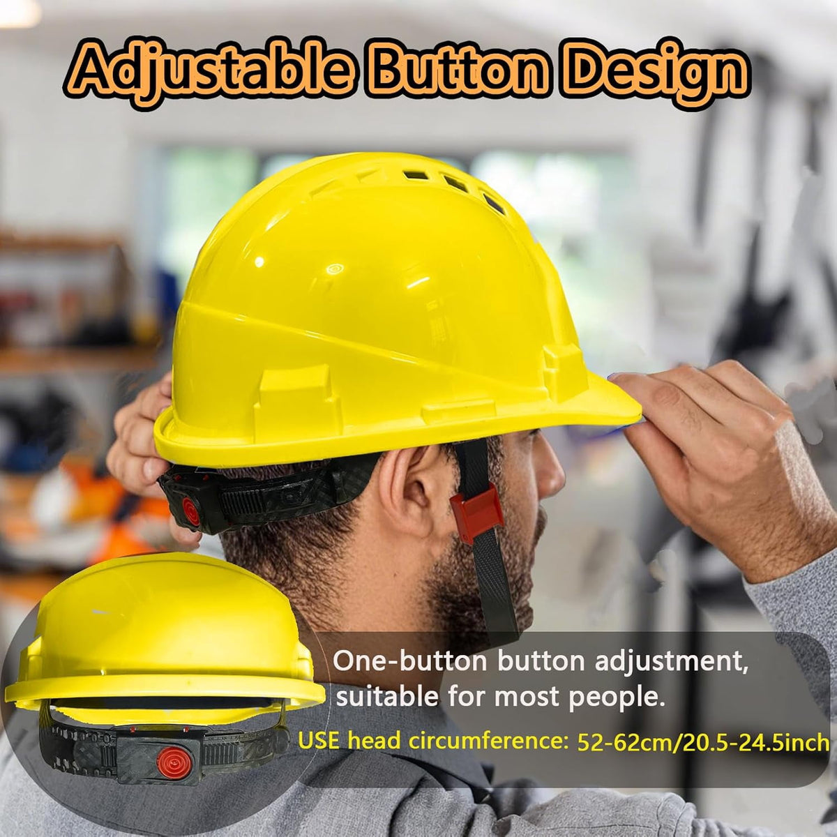 4 Pt. Suspension Hard Hat with Safety Vests Bulk Safety Helmets Adjustable Ratchet Hard Hats, Vents & Sweat Cotton Brow Pad - ABS Construction Helmets for Work Sites & Outdoor Labor