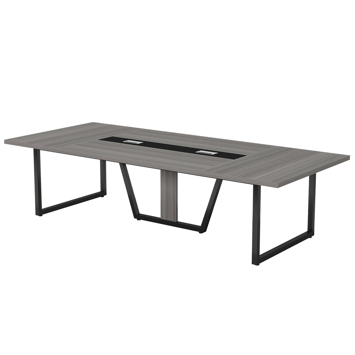 Fnova 94"Large Conference Table for 8-10 People, Modern Executive Meeting Table with Cable Management & Adjustable Feet, Heavy-Duty Office Conference Desk for Boardroom, Training Room