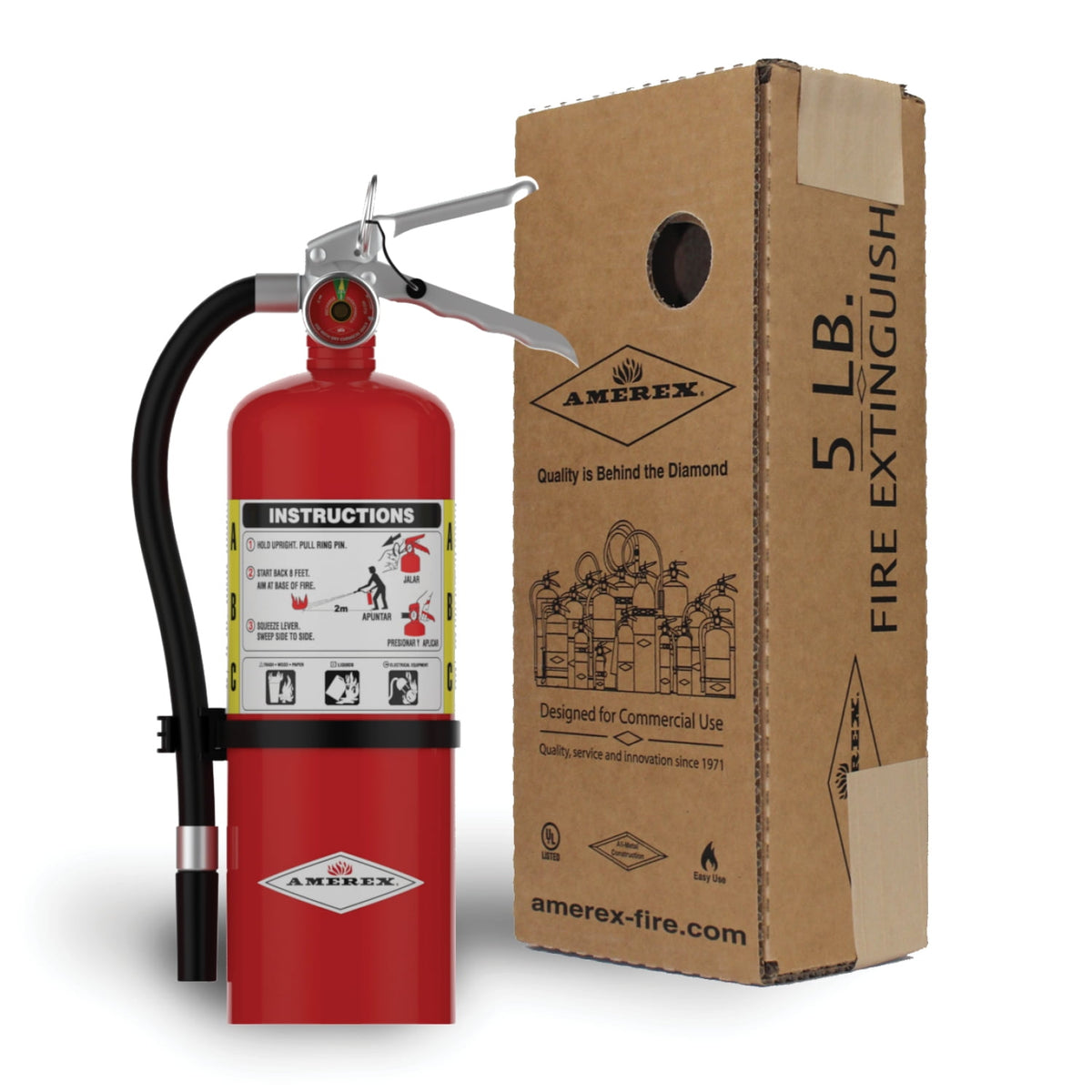 Amerex B402, 5lb ABC Dry Chemical Class Fire Extinguisher, with Wall Bracket, 6-pack