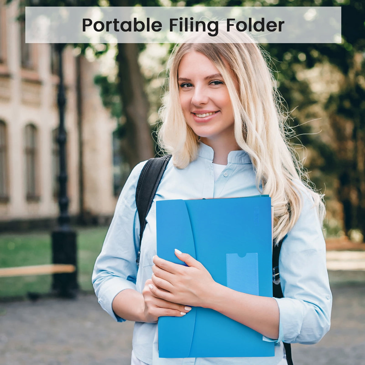 Accordion File Folder, 13-Pockets Expandable File Folder for A4 Letter Size Paper, Blue