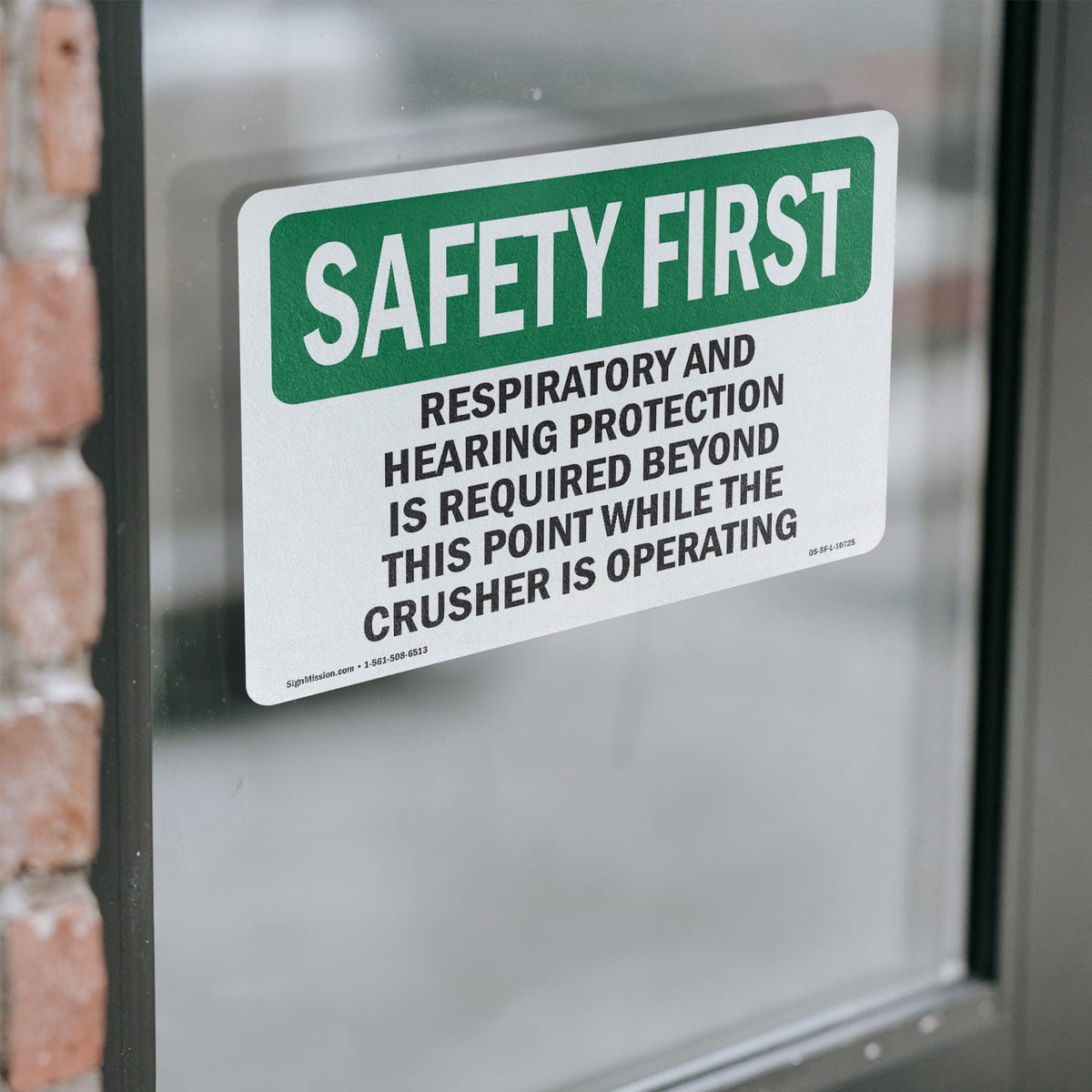 Respiratory And Hearing Protection Is Required OSHA SAFETY FIRST Vinyl Decal Label 18 Inch x 12 Inch - 5 Pack