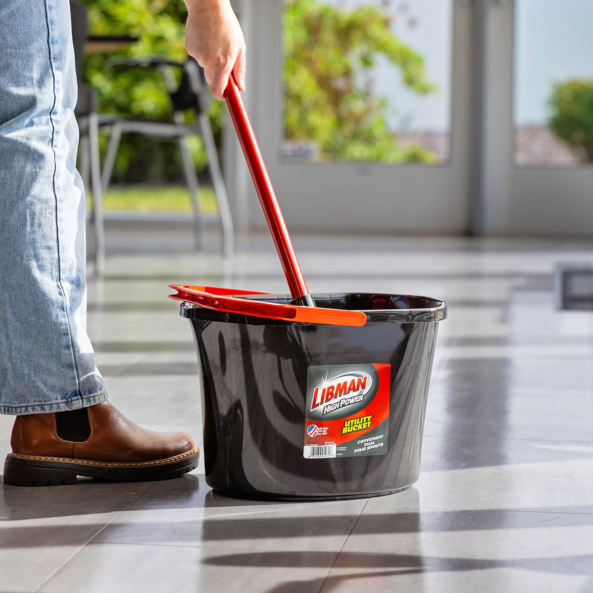 Libman High Power Utility Bucket 3.5 Gallon Black Polypropylene with Ergonomic Handle