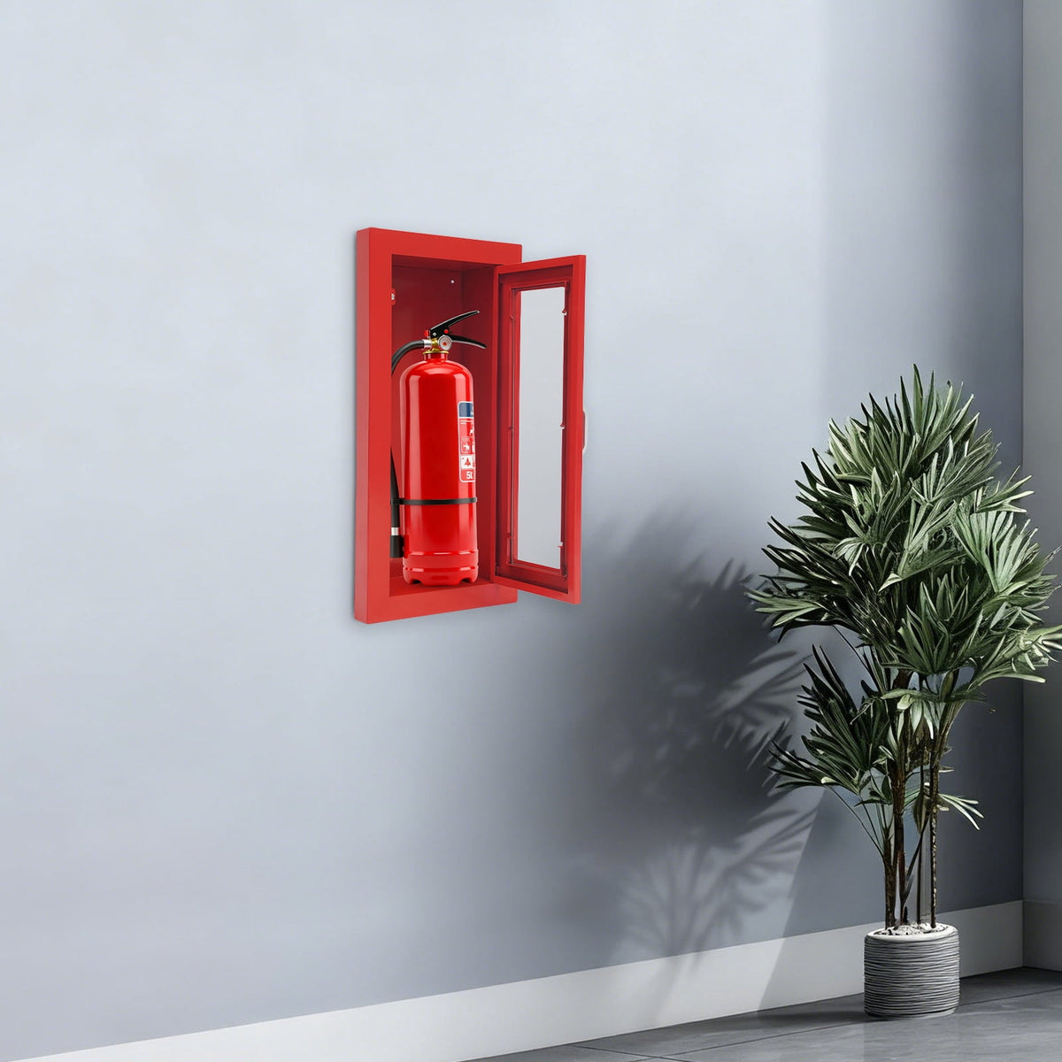 Commercial Fire Extinguisher Cabinet Semi Recessed Extinguisher Wall Cabinet for Home&Commercial Use