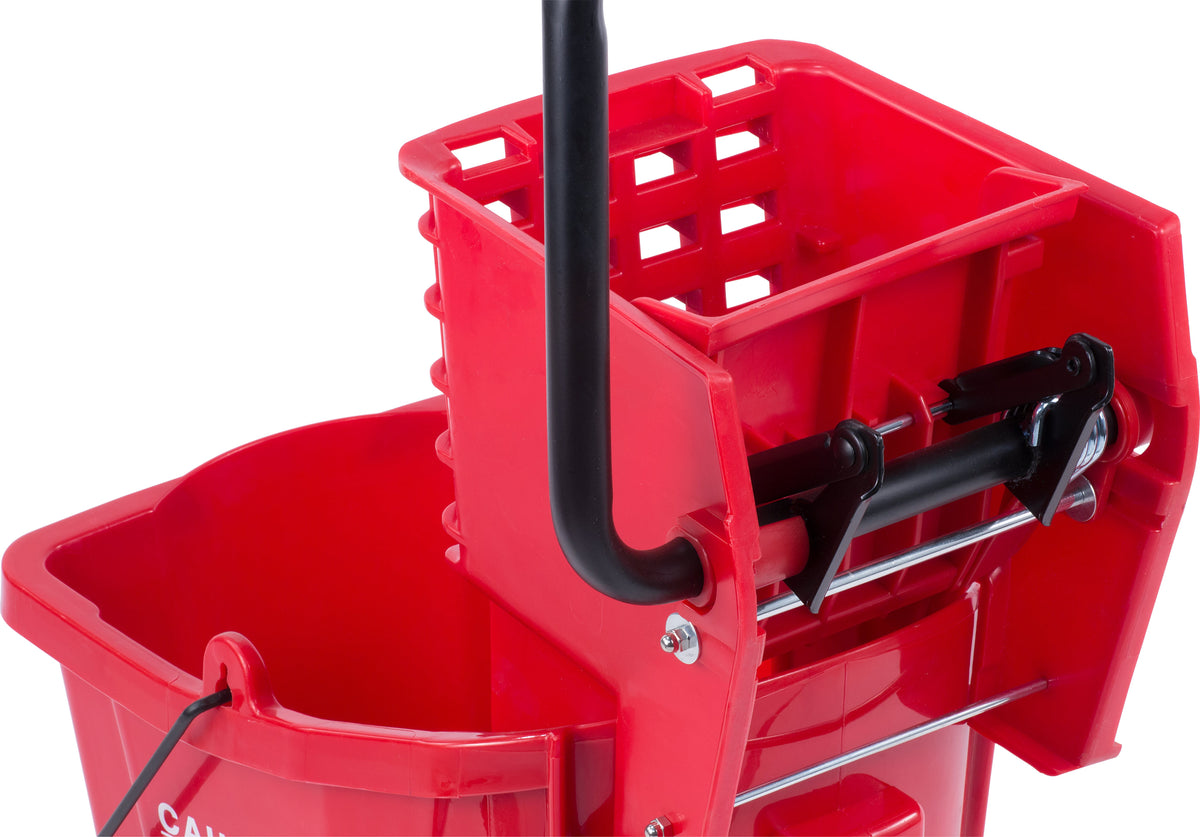 Carlisle Commercial Mop Plastic Bucket with Side Press Wringer, 26 Quart Capacity,