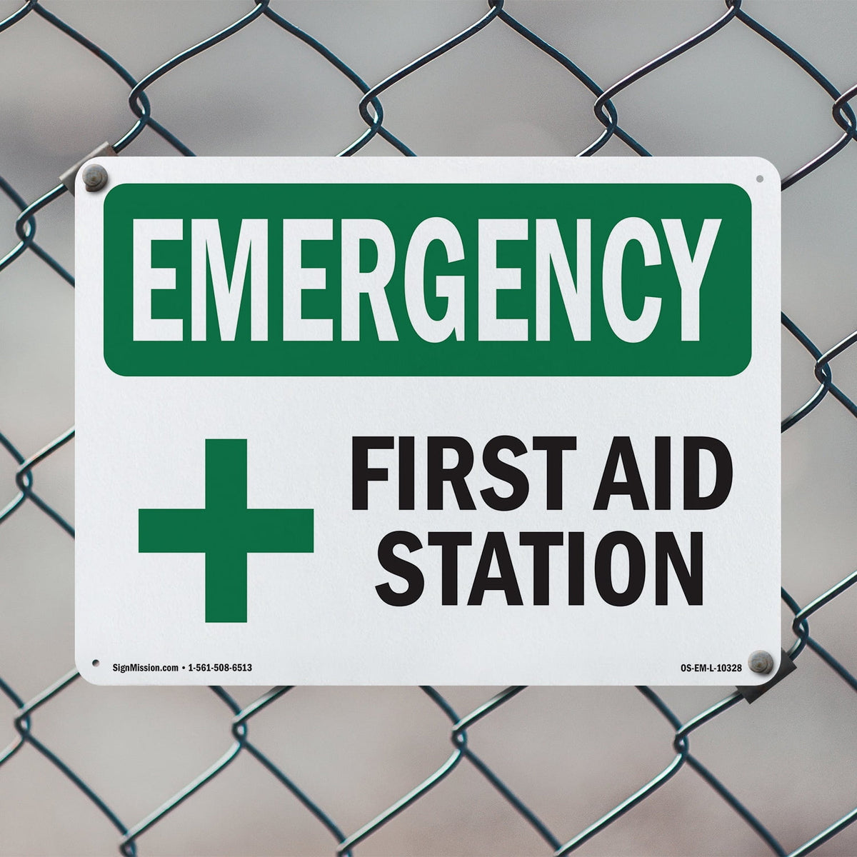 First Aid Station OSHA Emergency Aluminum Sign 18 Inch x 12 Inch - 10 Pack