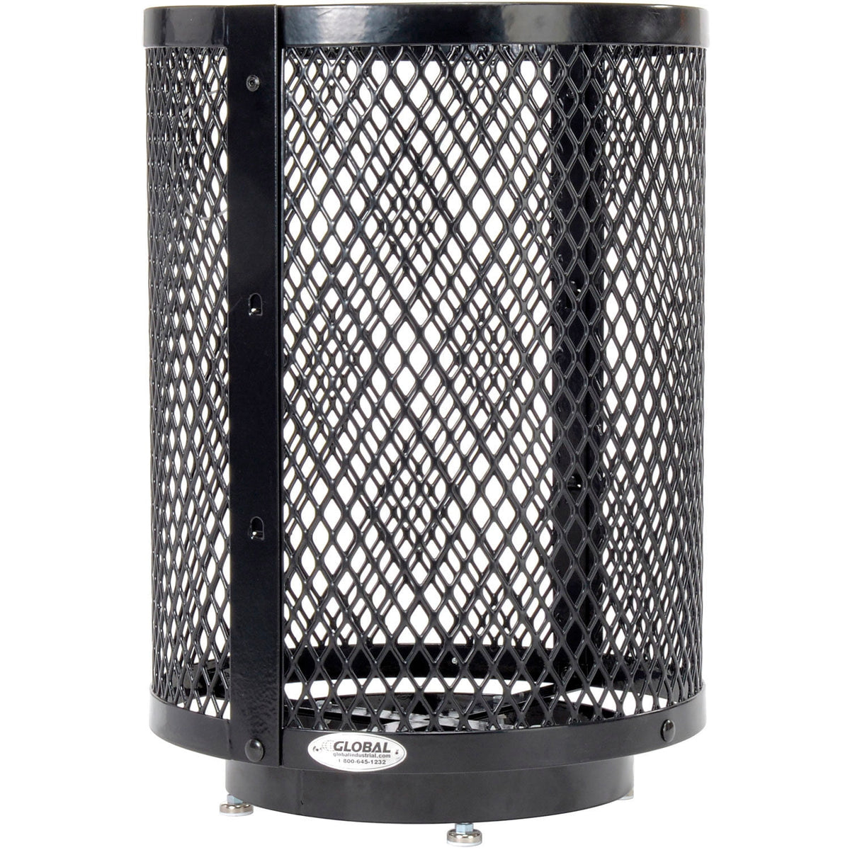 Global Industrial GBE261948BKD Outdoor Diamond Steel Trash Can with Base, 36 gal, Black
