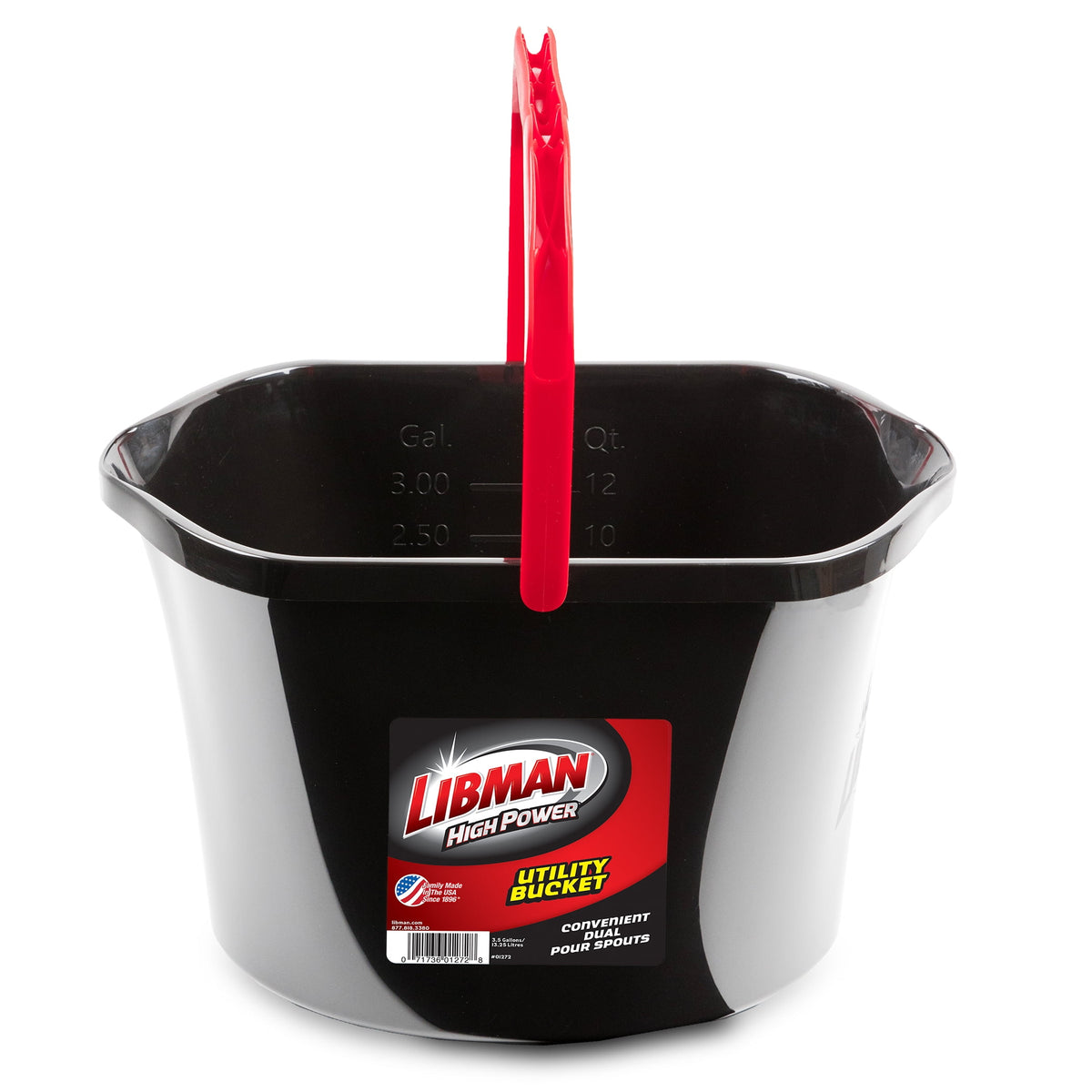 Libman High Power Utility Bucket 3.5 Gallon Black Polypropylene with Ergonomic Handle