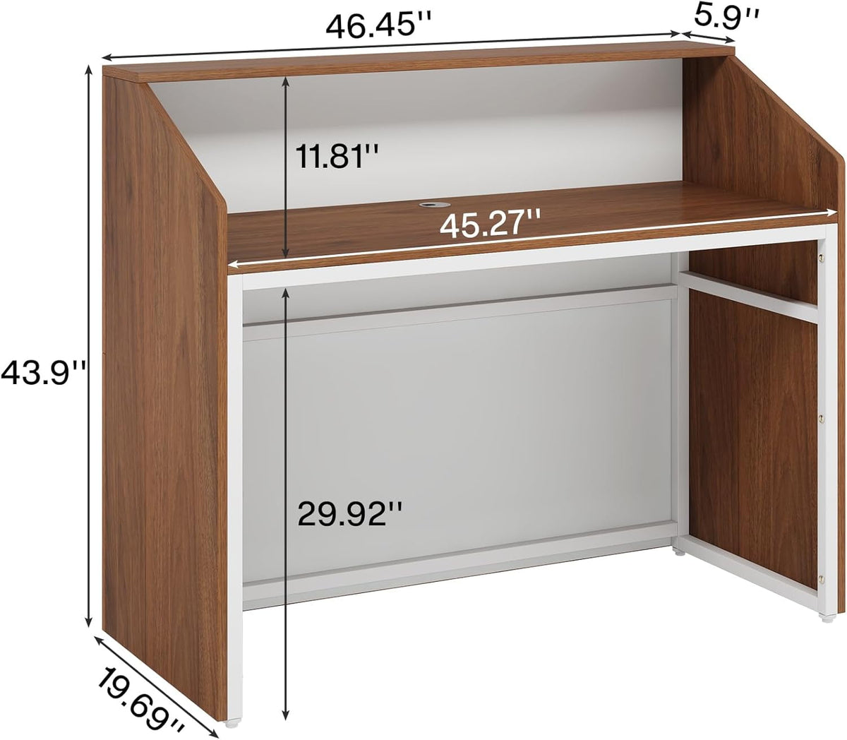 Tribesigns 47" Reception Desk，Modern Wood Front Desk Retail Counter for Checkout, Lobby, Walnut
