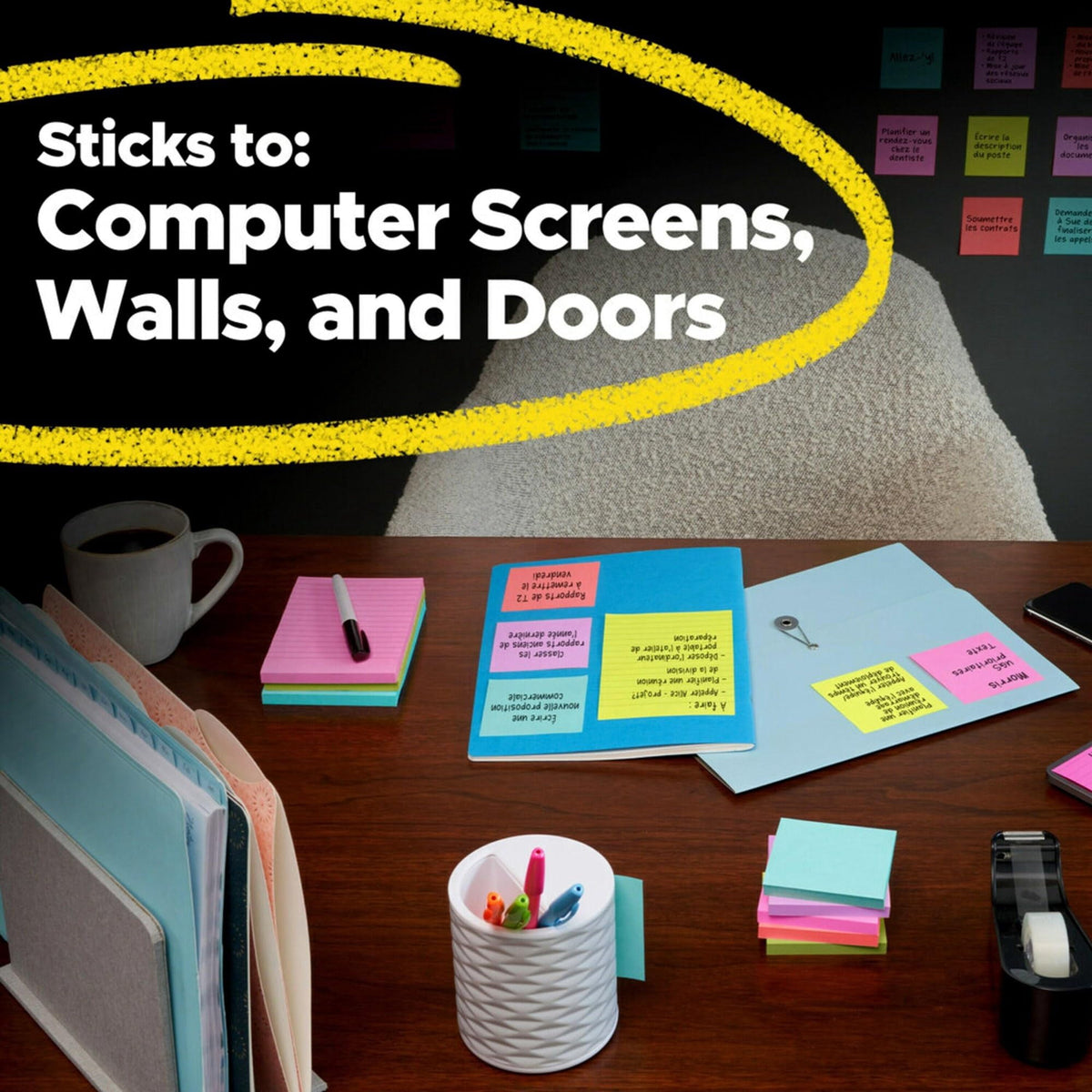 Post-it Super Sticky Notes, 1-7/8 in x 1-7/8 in, 18 Pads, 90 Sheets/Pad, 2x the Sticking Power, Supernova Neons Collecti