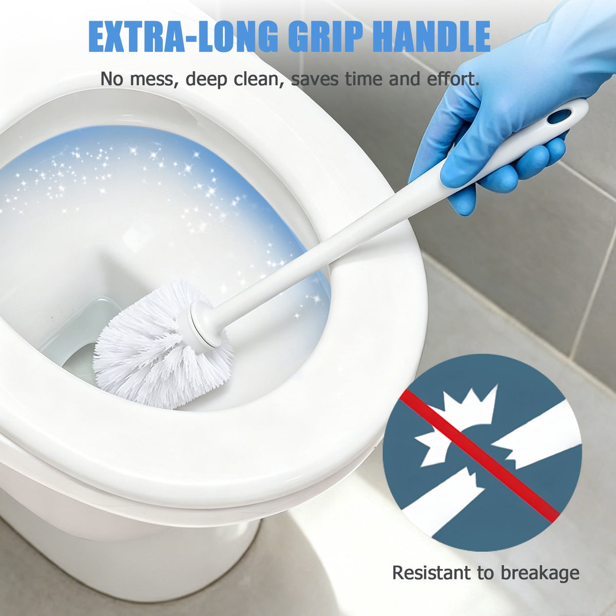 15 Pcs Commercial Heavy-Duty Toilet Brushes – 14.2-inch Long-Handled Toilet Cleaning Brushes, for Bathroom Cleaning Supplies ,White