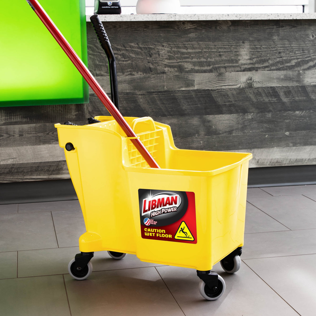 Libman 32 Quart Yellow Polypropylene Bucket & Wringer with Steel Handle