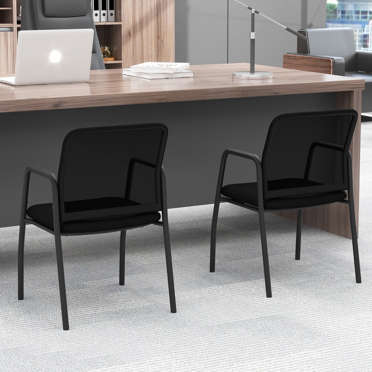 Gymax Meeting Room Chair Set of 12 Waiting Room Chairs w/ Ergonomic Backrest & Armrests