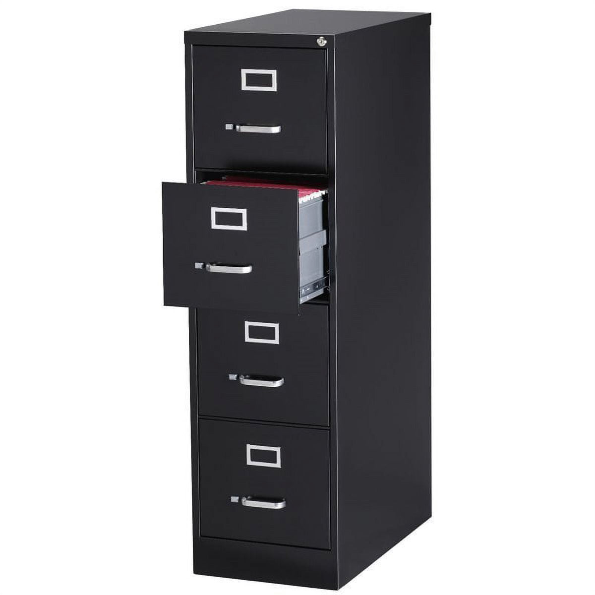 Pemberly Row 4 Drawer Steel 25" Deep Letter File Cabinet in Black