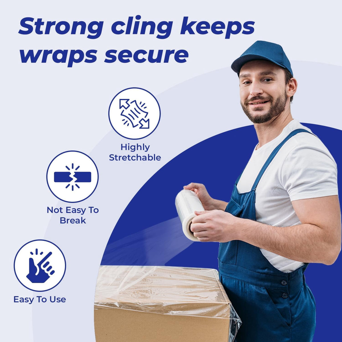 Rosmonde Plastic Stretch Wrap Bulk, 200 Pack, 18 in x 1500 ft, 80 Gauge Thick, 9.4 lbs/Roll, Heavy Duty Shrink Wrap for Moving, Storage & Warehouse Pallet Wrapping
