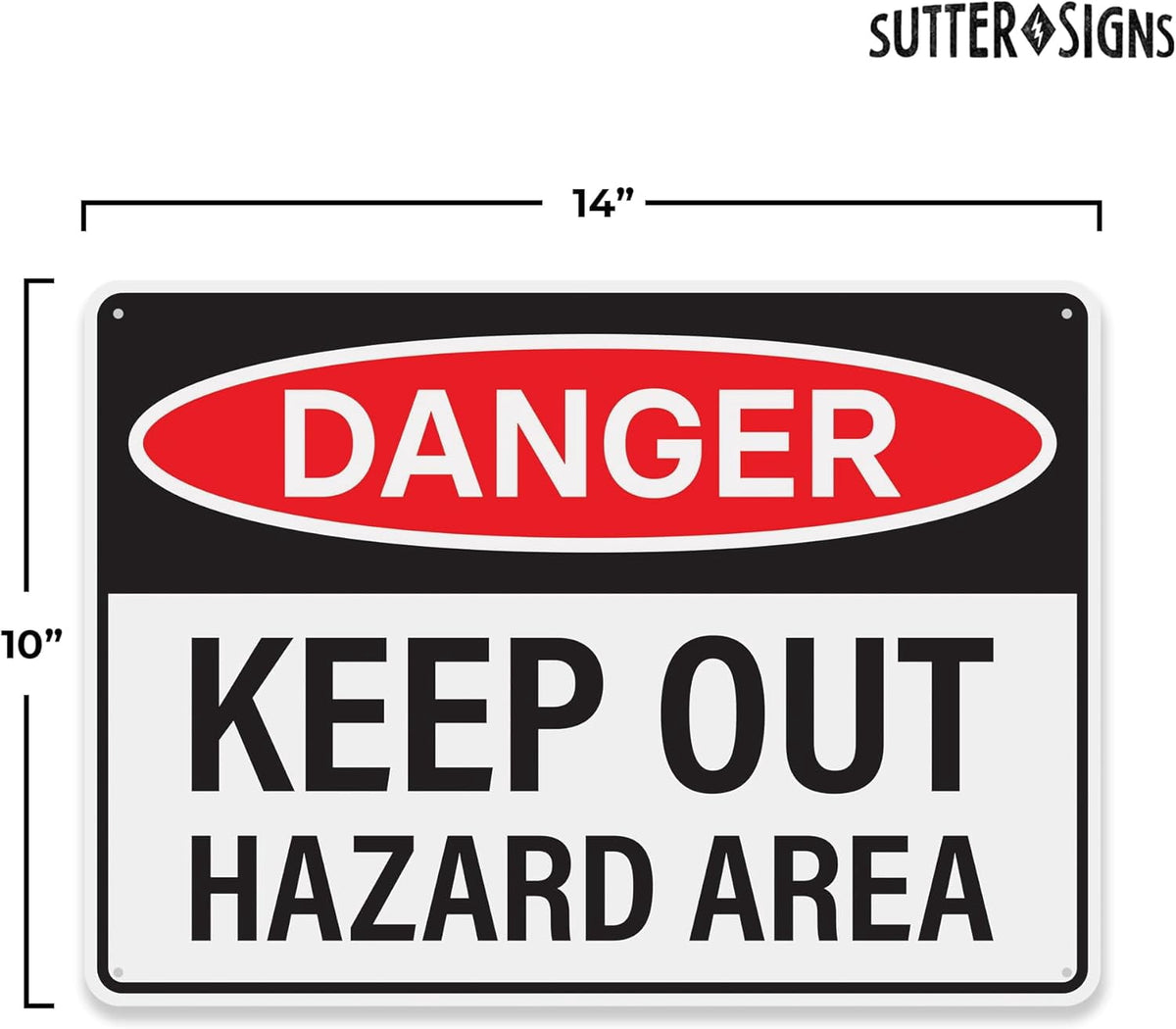4pcs Danger Keep Out Hazard Area Sign 14x10 inch | Plastic Sign for Construction Site, Hazard Area, No Trespassing, Waterproof Plastic