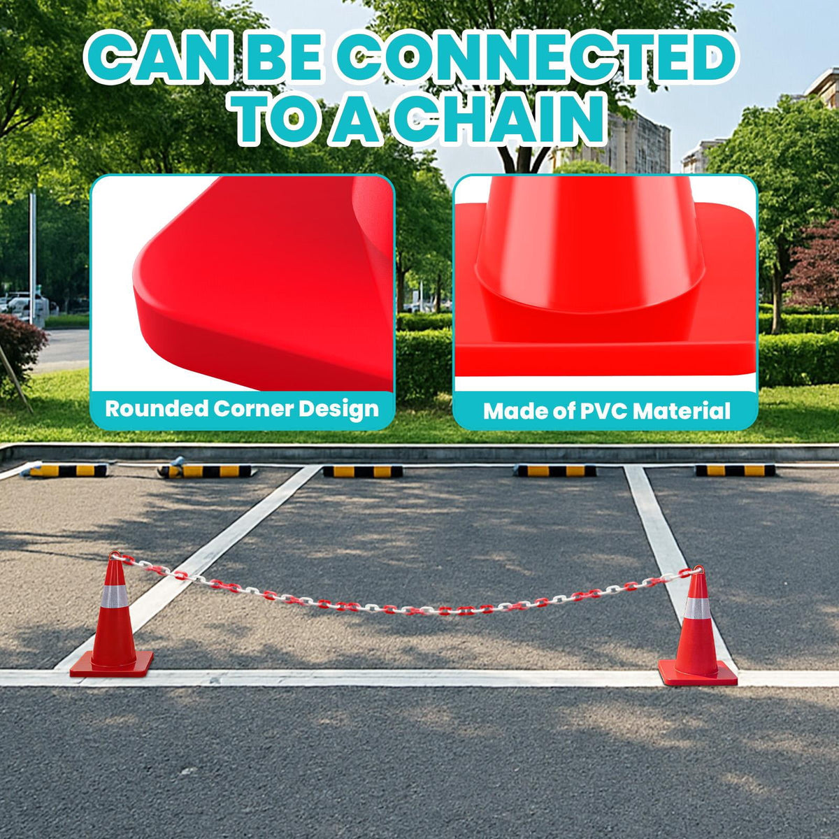 12 Cones Elements Cones PVC Material Safety Cones Traffic Cones, Reflective Collar Can Be Connected To A Chain High Resilience Impervious To Crushing, for Warehouse Parking Marking