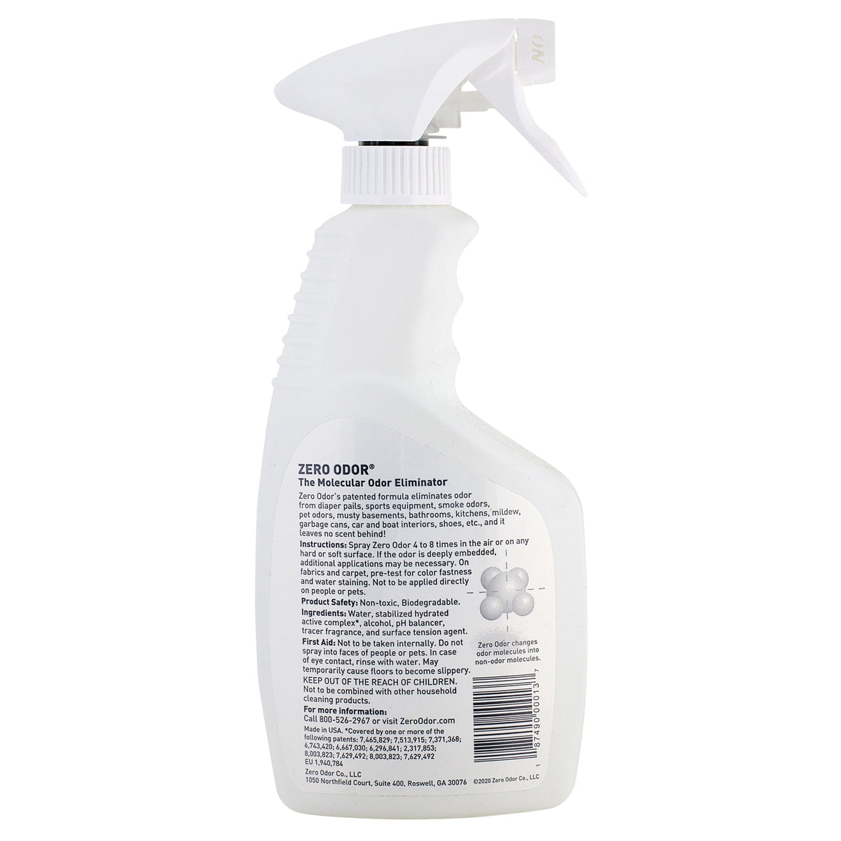 Zero Odor Molecular Odor Eliminator Spray Multi-Purpose Air & Surface Deodorizer Smell Remover 16 oz