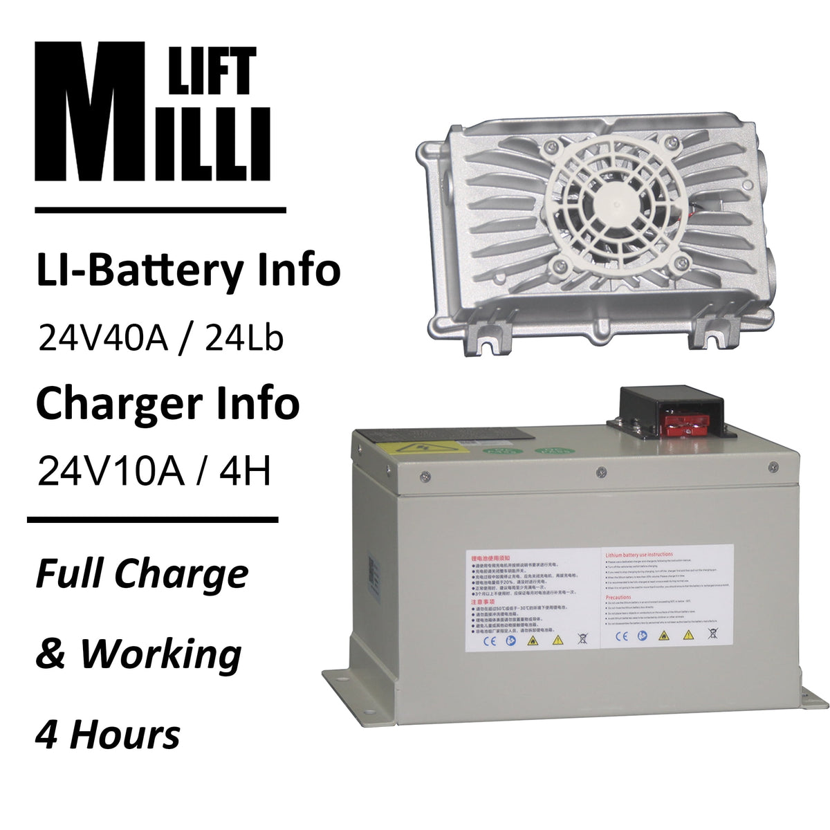 MILLILIFT CBD15-WD-I-K 3300 lb Max Weight 45 in x 27 in, Electric Pallet Truck