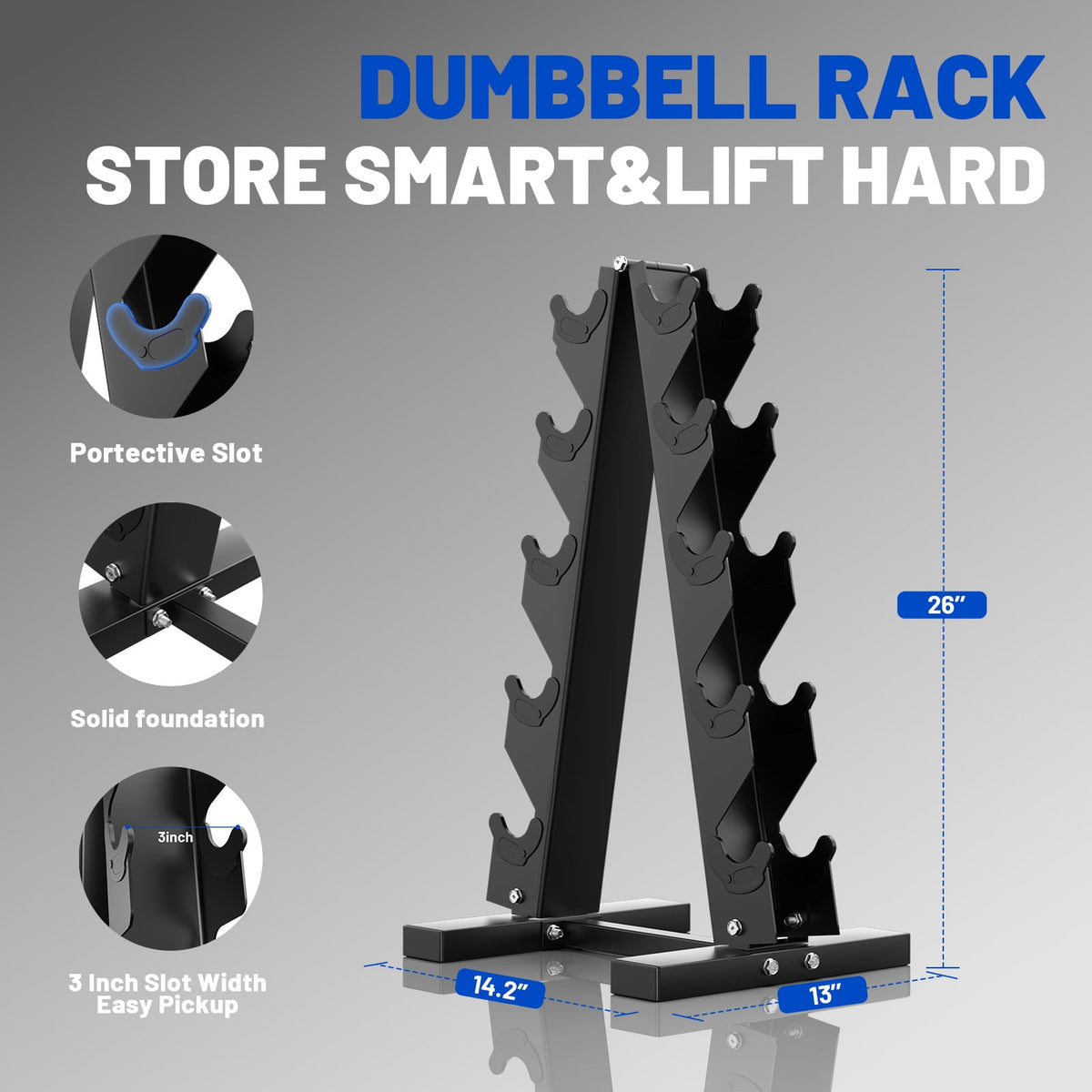 ROALW 150lb Hex Dumbbell Set with Heavy Duty Rack, Rubber Coated Weight Set for Home Gym Strength Training