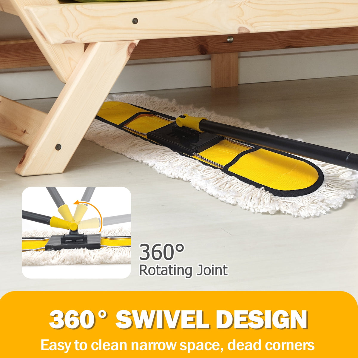 NEWE 24” Commercial Dust Mop for Floor Cleaning , Hardwood, Yellow