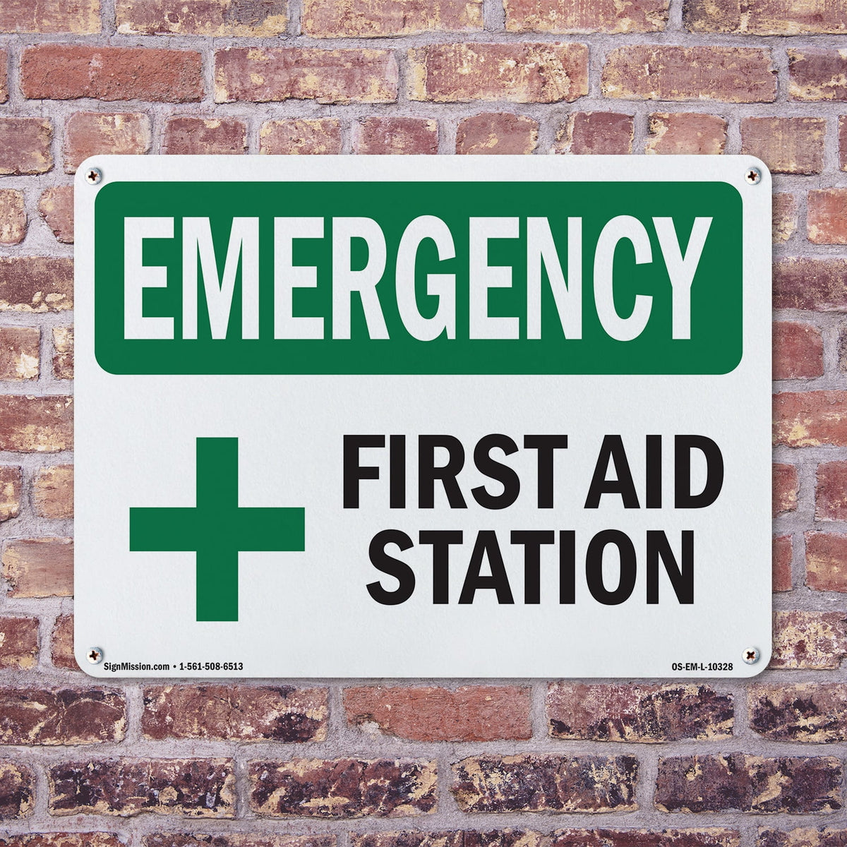 First Aid Station OSHA Emergency Aluminum Sign 18 Inch x 12 Inch - 10 Pack
