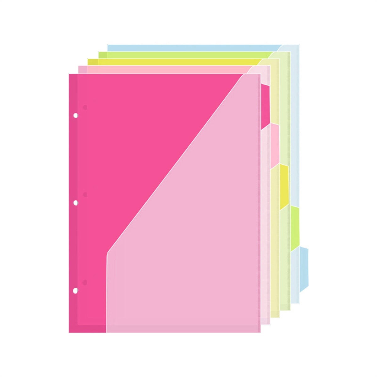 5 Count Dividers with Two Pockets for 3 Ring Binder, Plastic Pocket Folders, 5 Tabs Dividers Dividers for Letter Size, Binder Organizer, Durable Folders with Pockets Brads, Binder Set