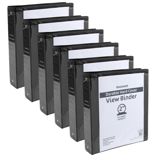 50 Pack of Bulk Wholesale 2 Inch 3 Ring Hardcover Binders with Clear Transparent Covers for Picture and Note Display for Students, Teachers, Schools, Offices and Classrooms in Black
