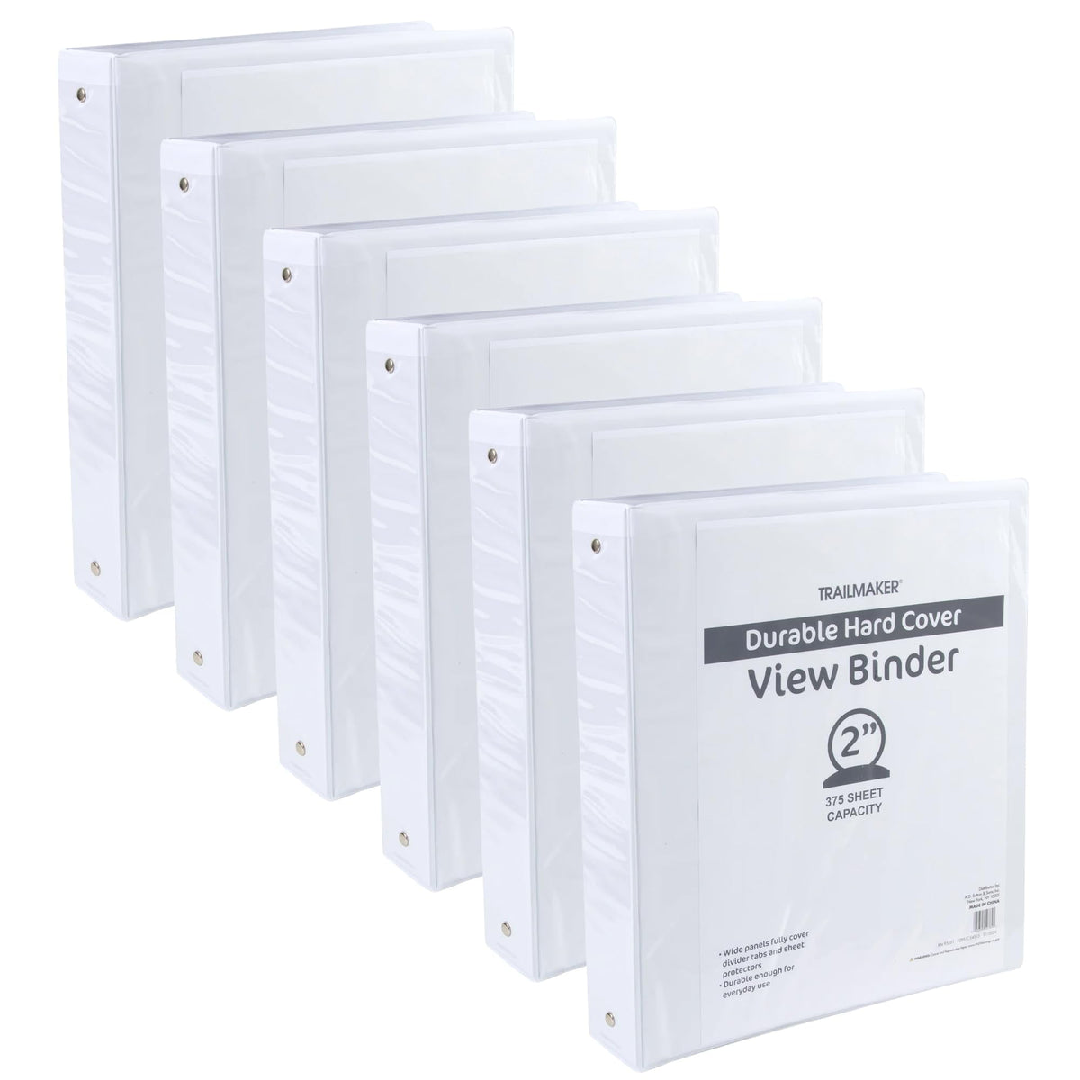 50 Pack of Bulk Wholesale 2 Inch 3 Ring Hardcover Binders with Clear Transparent Covers for Picture and Note Display for Students, Teachers, Schools, Offices and Classrooms in Black