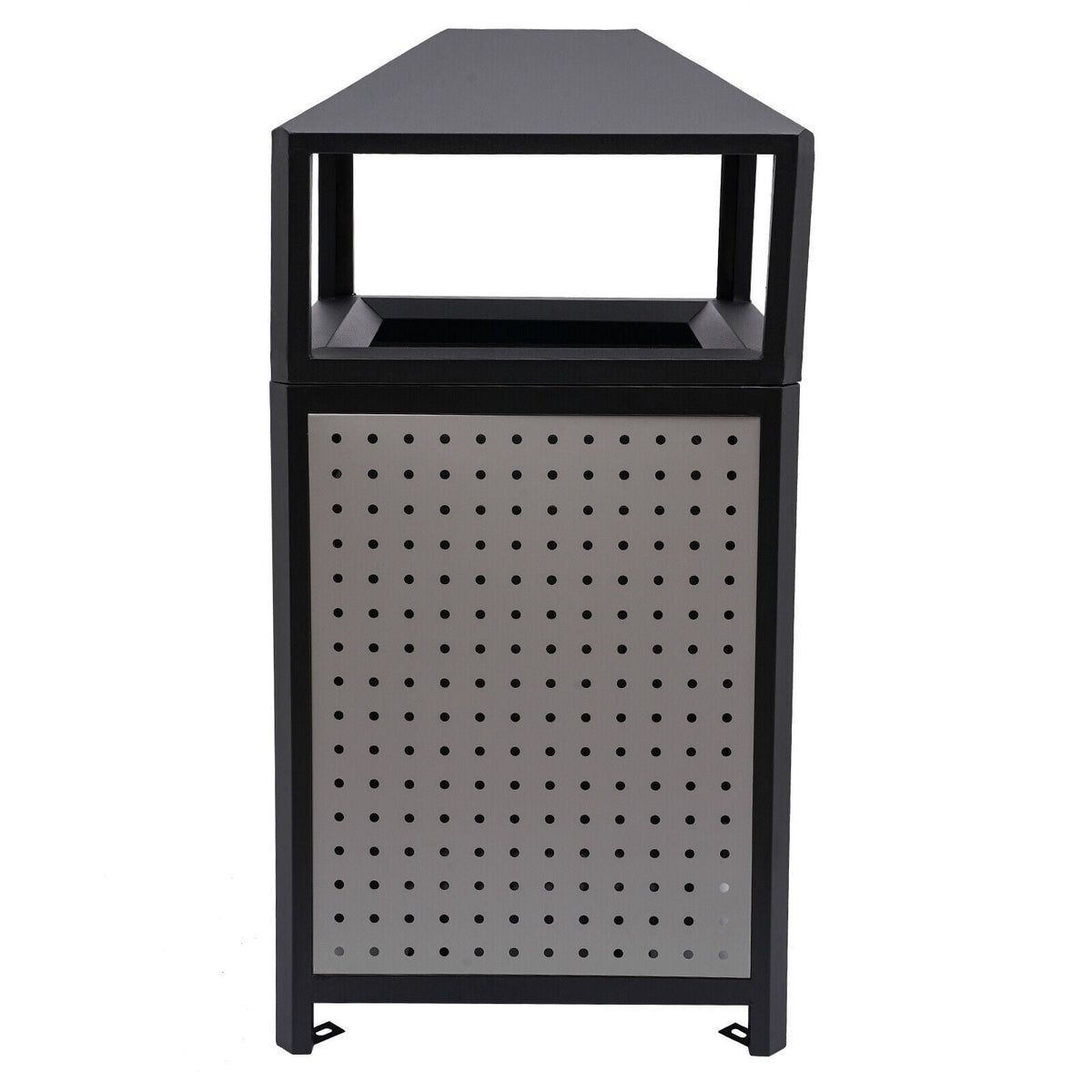 38-Gallon Outdoor Trash Can with Build-in Ashtray Industrial Waste Trash Can Waste Container Stainless Steel Industrial Durable Trash Can