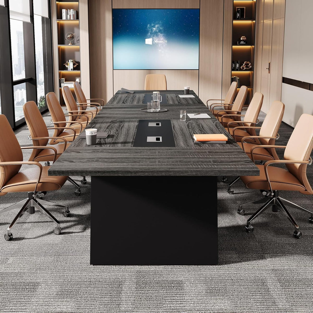 Tribesigns 8ft Conference Table, Large Meeting Table for 8-10 People, Business Seminar Furniture for Office Conference Room